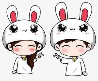 卡通兔子情侣免抠