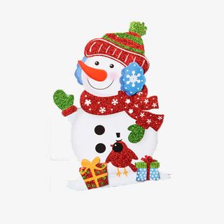 圣诞节玻璃橱窗雪人门窗挂件免抠