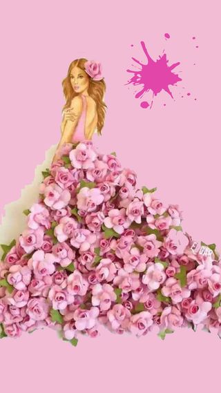 紫色花朵服装模特PSD分层H5背景素材高清