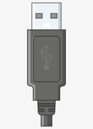 手绘卡通USB接口插头免抠