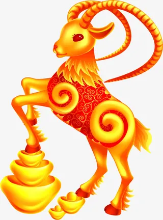 手绘金色小鹿吉祥物免抠