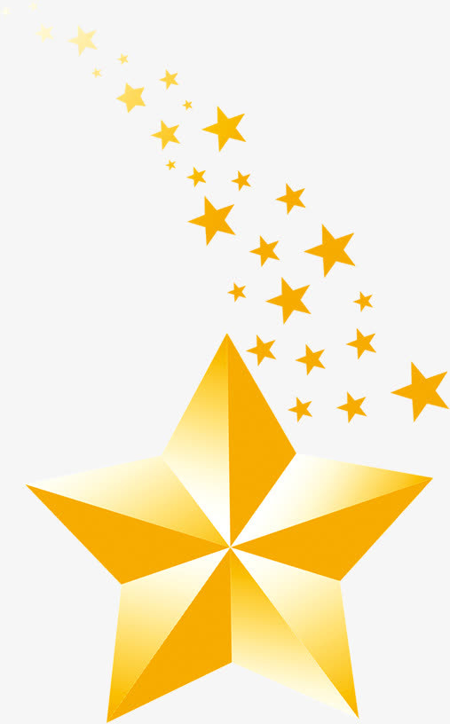 大小不同的多样黄色五角星免抠