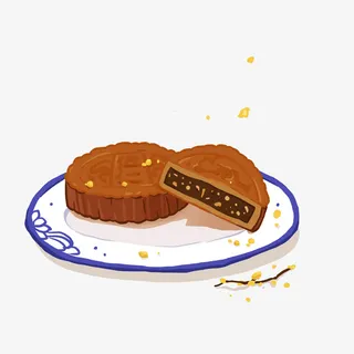 中秋节月饼手绘馅饼点心糕点免抠