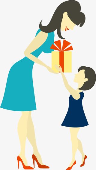 矢量母亲节卡通送礼物免抠