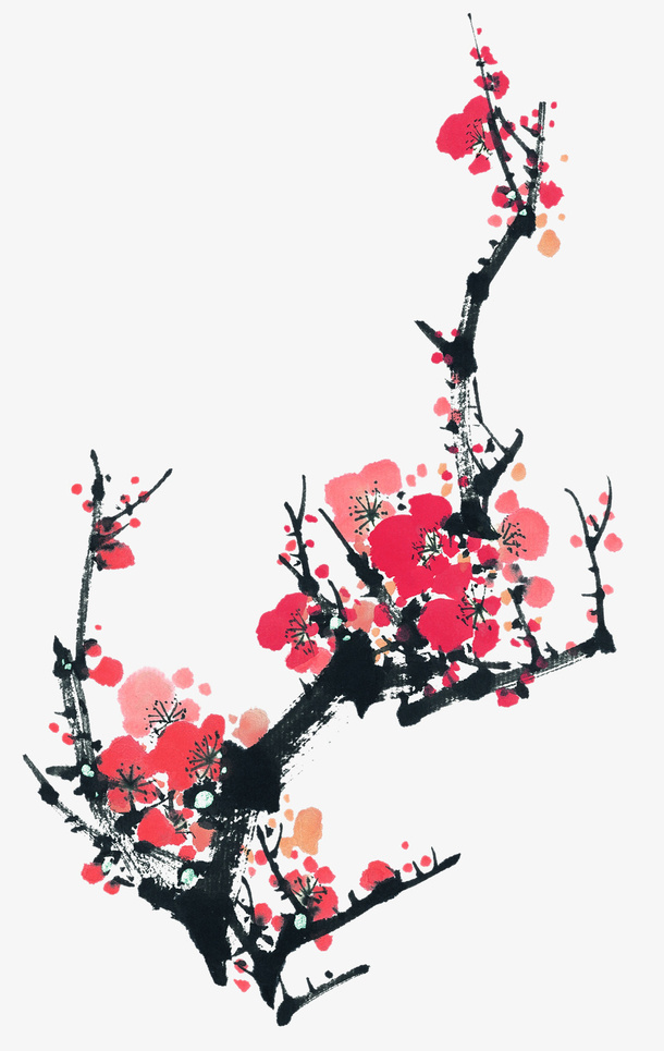 文艺清新花草海报设计装饰梅花免抠