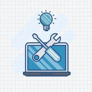 扁平电脑思维教育PNG免抠