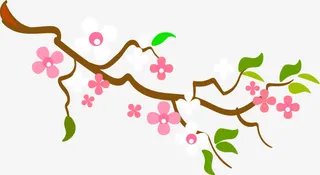 手绘卡通桃花免抠