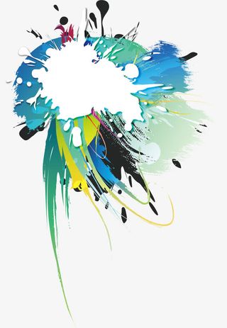矢量素材潮流幻彩墨迹免抠