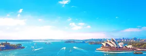 蓝天白云悉尼歌剧院背景高清
