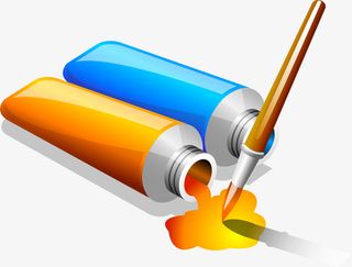 卡通颜料画笔免抠png装饰免抠