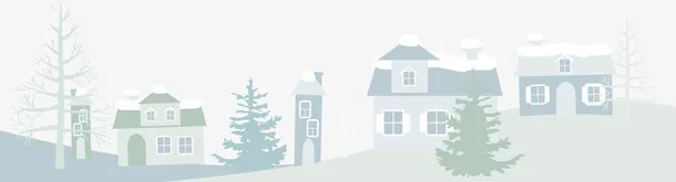 绿色冬日雪地小屋免抠