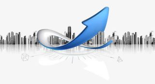 城市风景蓝色箭头免抠素材免抠