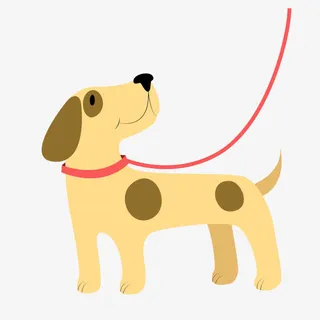 灰色小狗绳子元素免抠