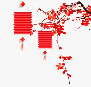 梅花与灯笼免抠