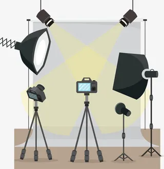 时尚摄影棚摄影器材矢量图免抠