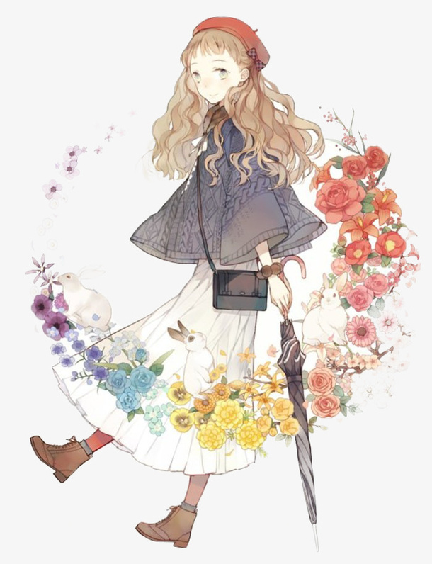 萝莉水彩免抠