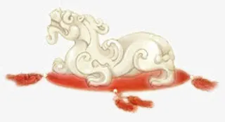 手绘中国风白色狮子免抠