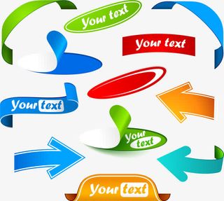 12款彩色纸箭头与标贴矢量素材免抠