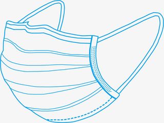 蓝色手绘线条口罩免抠