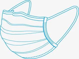 蓝色手绘线条口罩免抠