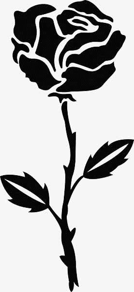 黑色手绘玫瑰花免抠图标元素