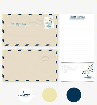 条纹边框复古信封免抠
