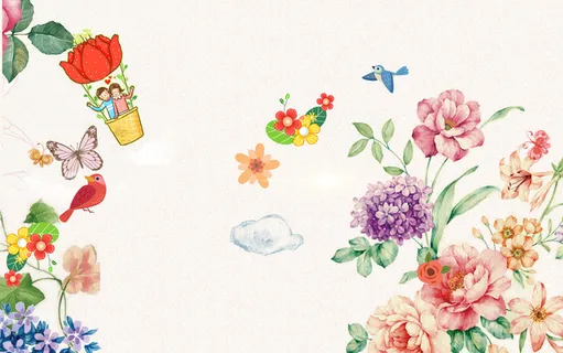 春暖花开踏青艺术字海报背景素材高清文艺清新背景