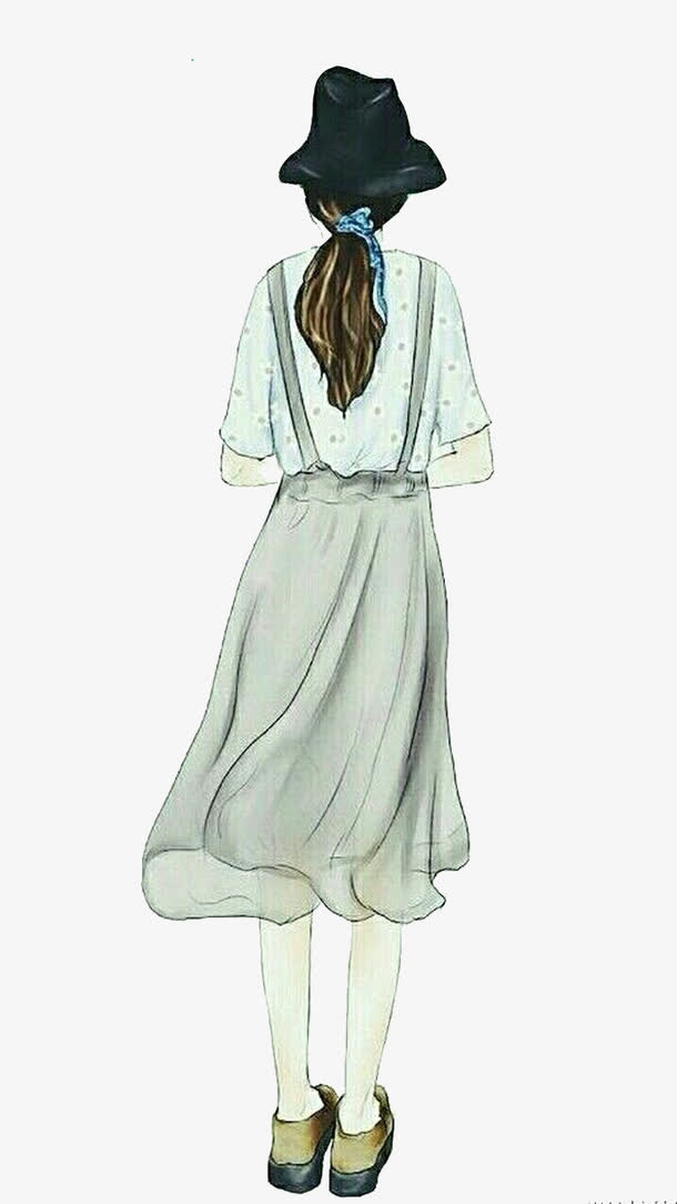 彩绘美女背影免抠