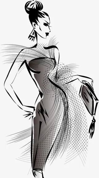 手绘人物女郎免抠