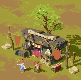 手绘动漫人物房屋免抠