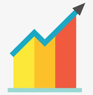 手绘卡通PPT素材趋势图免抠