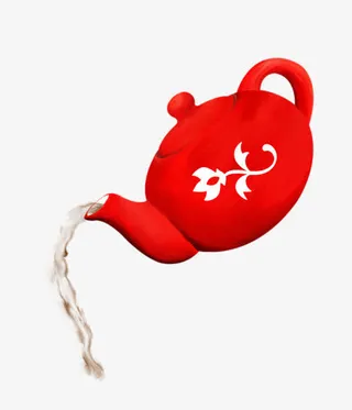 白色底纹红色茶水倒水免抠