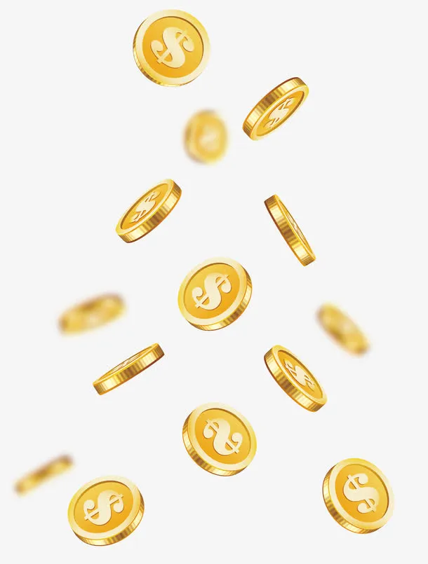 卡通漂浮的金币矢量png免抠