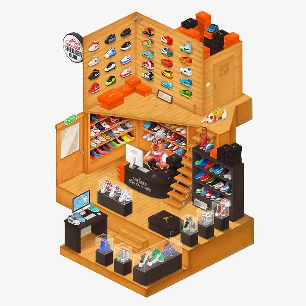 卡通立体运动鞋店免抠