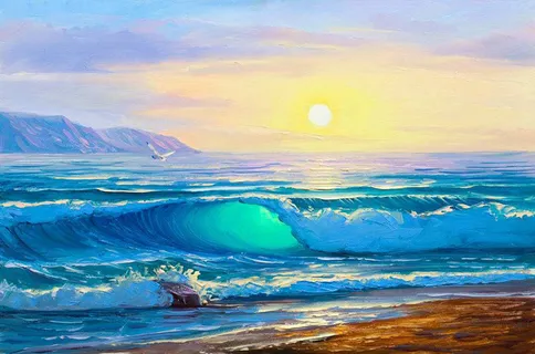 海风沙滩油画免抠