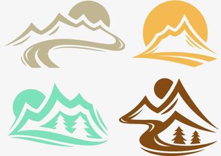 手绘简约简笔山免抠