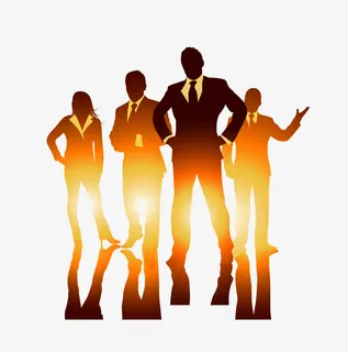 金色渐变人物剪影免抠