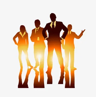 金色渐变人物剪影免抠