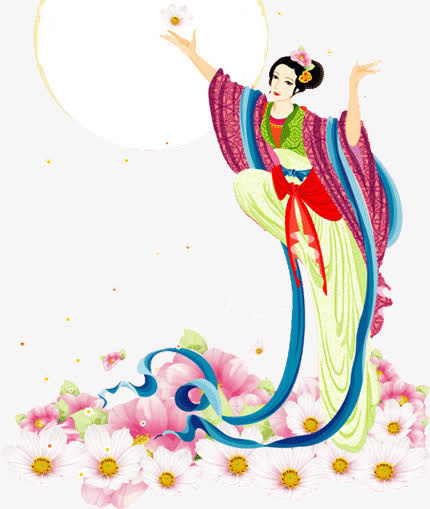 中秋节元素嫦娥奔月免抠
