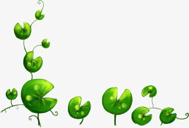 春季绿色手绘荷叶免抠