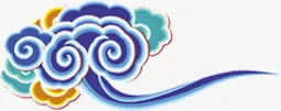 蓝色简约大气复古花纹免抠