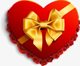 红色心形礼盒免抠