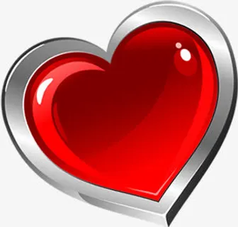 卡通水晶红心金属边框免抠