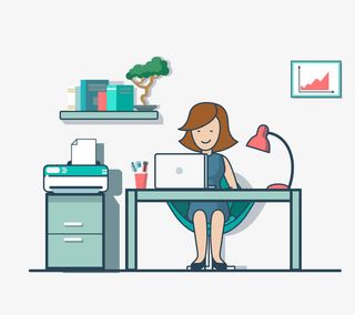 女孩办公卡通扁平化商业人物免抠