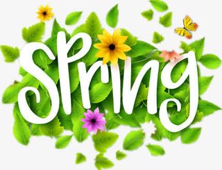 英文春天背景图免抠标签元素