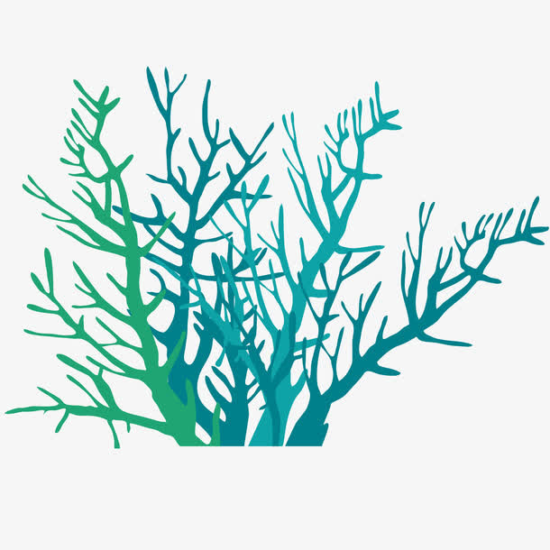 蓝色海草矢量插画免抠