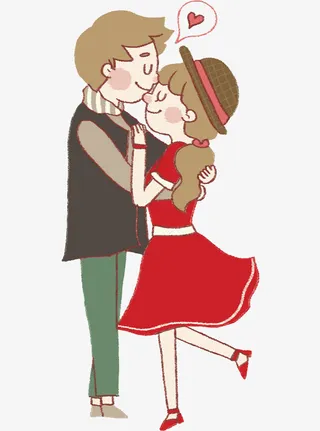 卡通接吻的恋人免抠图免抠