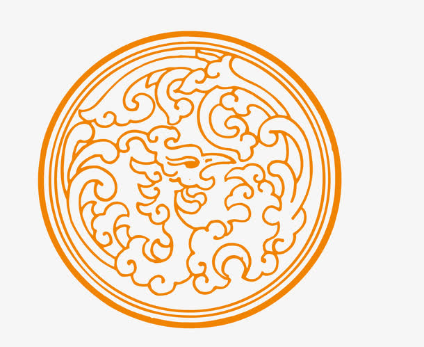 矢量中式圆形边框PNG图片免抠