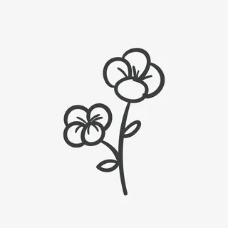 卡通手绘花黑色小清新免抠