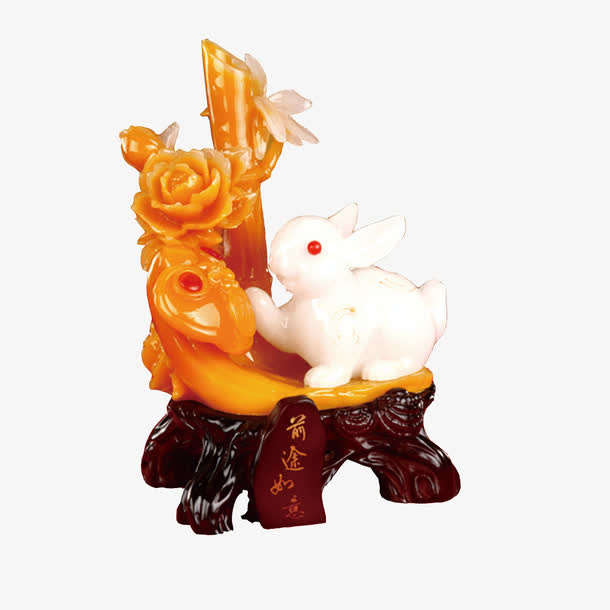 玉兔精致镂空木雕免抠